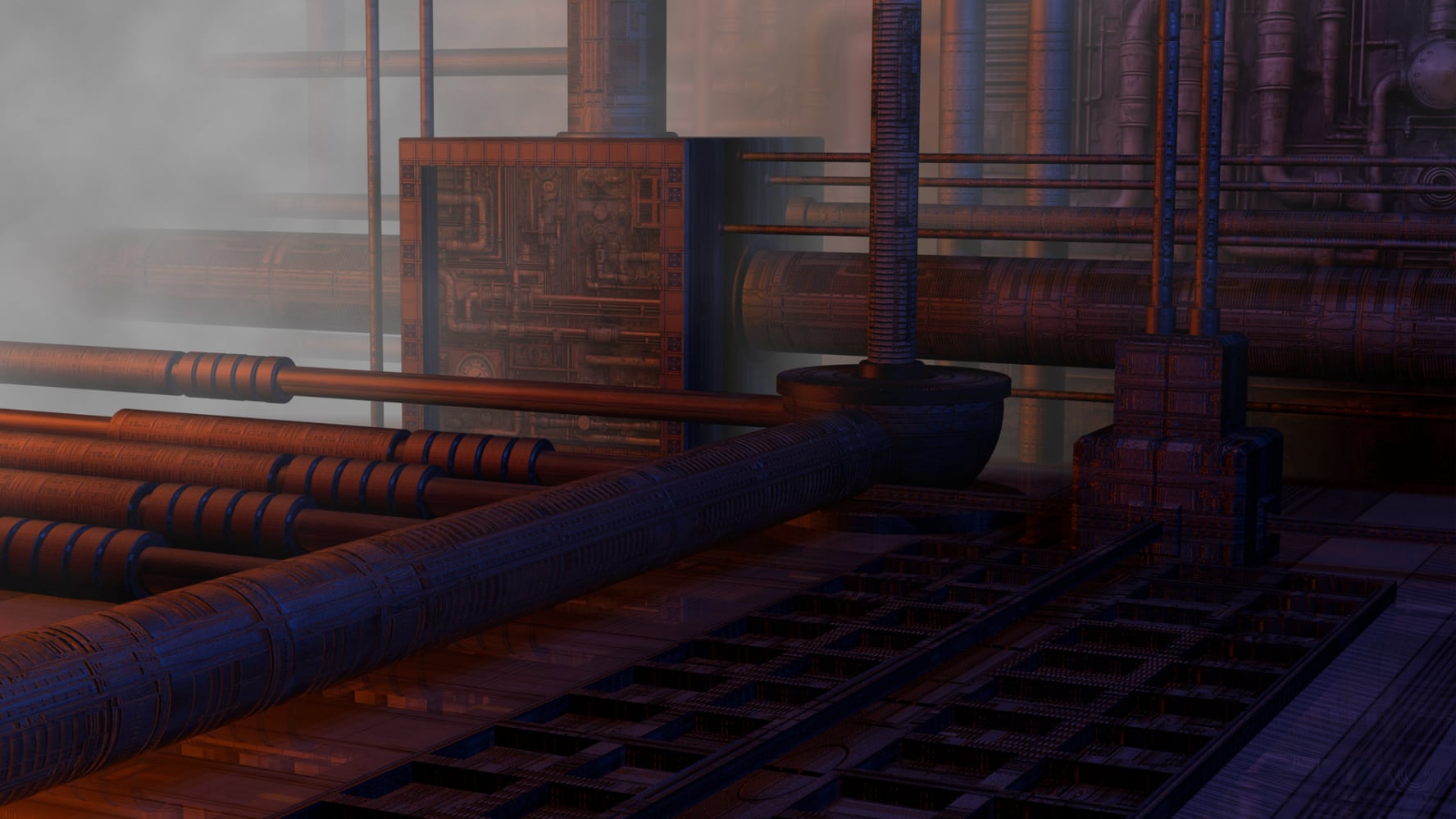 Basic trueSpace 3 scene illustrating the usefulness of the instrument panels